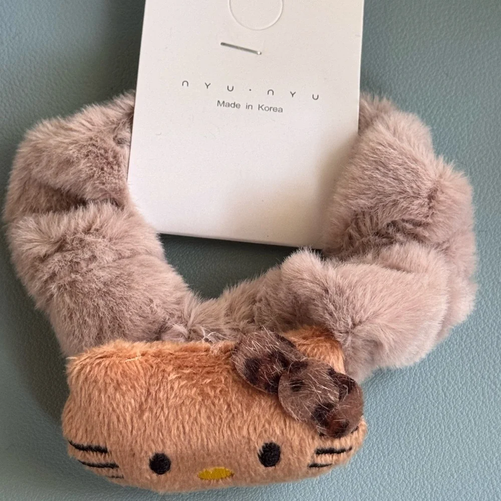 Brown and Tan Kids Plushie Hello Kitty Scrunchie